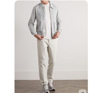 Officine Generale Esborn Cotton Jersey Zip Up Sweatshirt Men’s Light Grey